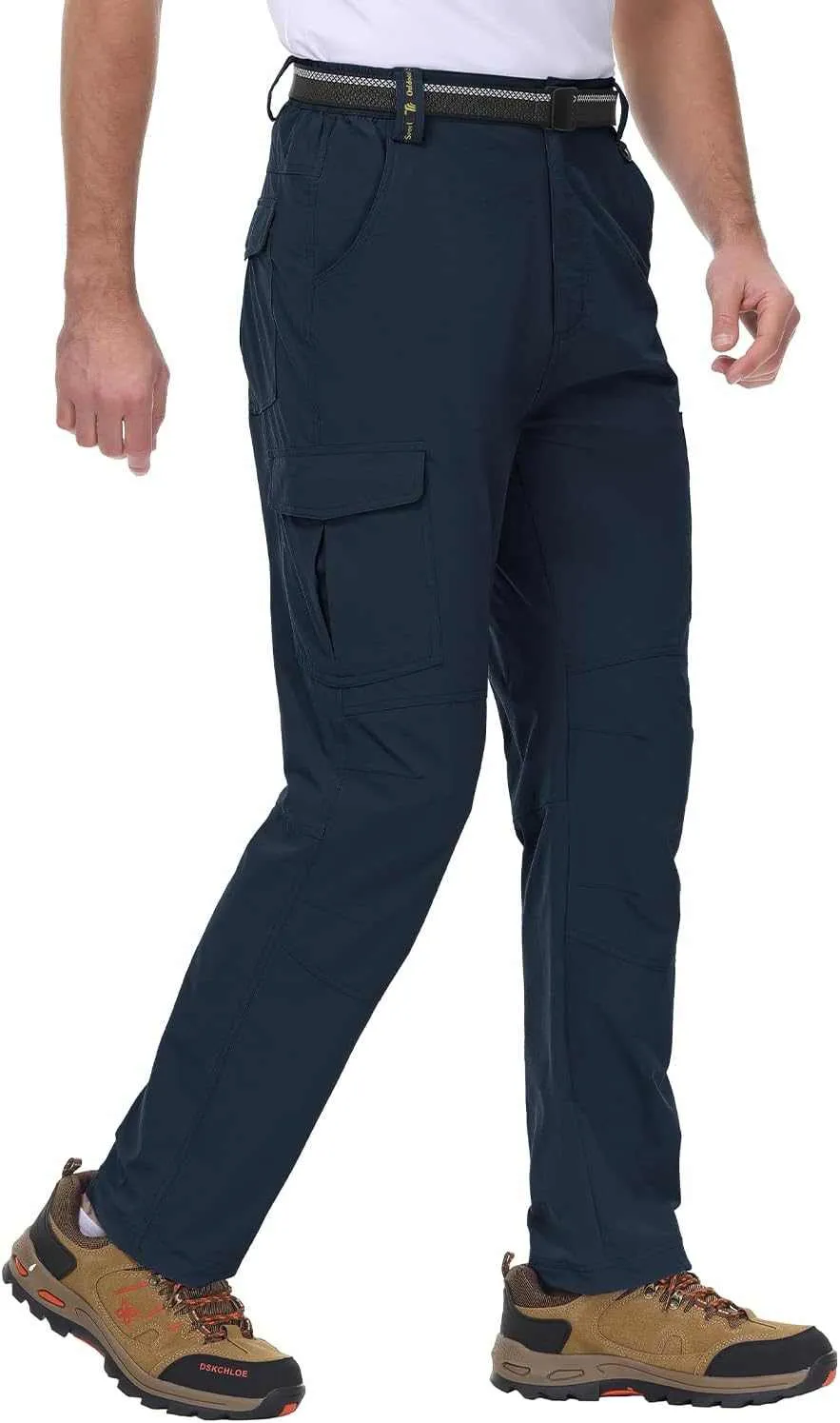 TBMPOY Men's Lightweight Hiking Pants with Belt 5 Zip Pocketsj