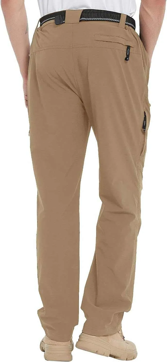 TBMPOY Men's Lightweight Hiking Pants with Belt 5 Zip Pocketsj