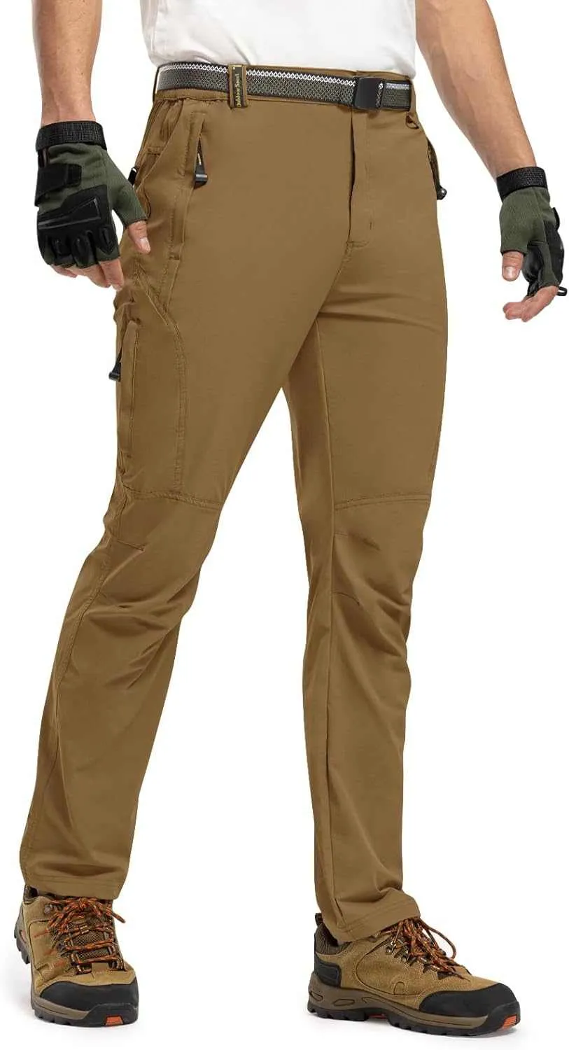 TBMPOY Men's Lightweight Hiking Pants with Belt 5 Zip Pocketsj