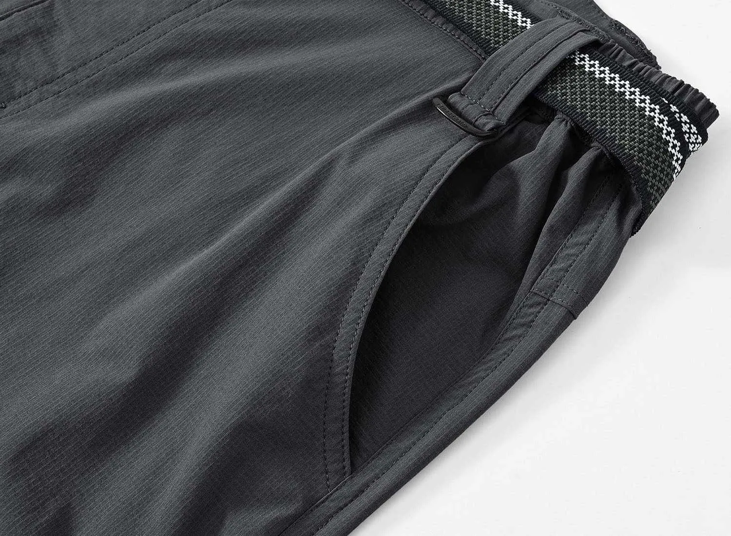 TBMPOY Men's Lightweight Hiking Pants with Belt 5 Zip Pocketsj