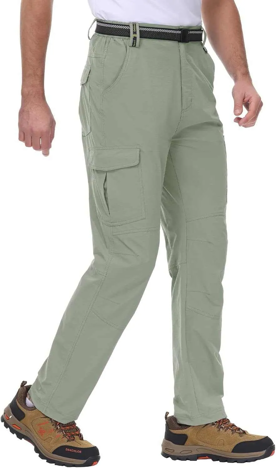 TBMPOY Men's Lightweight Hiking Pants with Belt 5 Zip Pocketsj