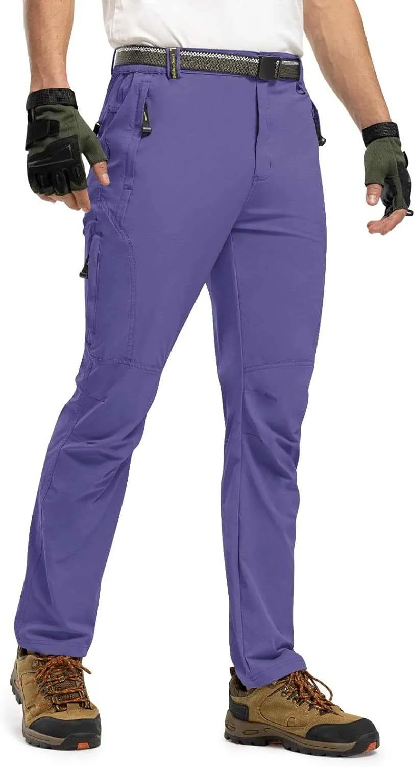 TBMPOY Men's Lightweight Hiking Pants with Belt 5 Zip Pocketsj