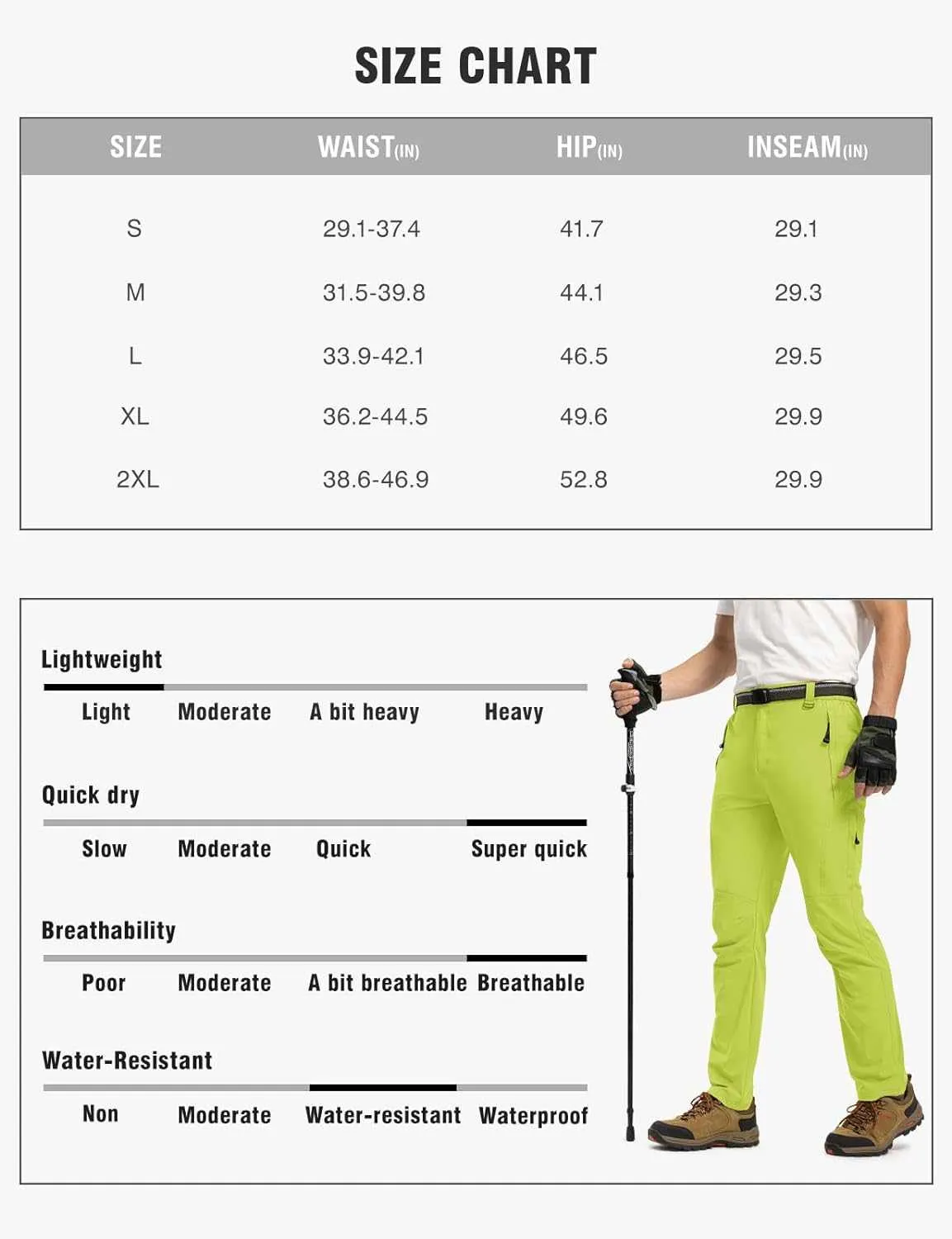 TBMPOY Men's Lightweight Hiking Pants with Belt 5 Zip Pocketsj