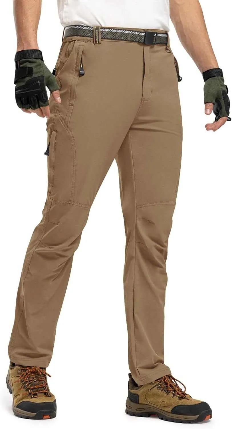 TBMPOY Men's Lightweight Hiking Pants with Belt 5 Zip Pocketsj