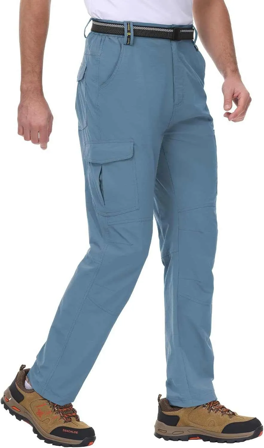 TBMPOY Men's Lightweight Hiking Pants with Belt 5 Zip Pocketsj