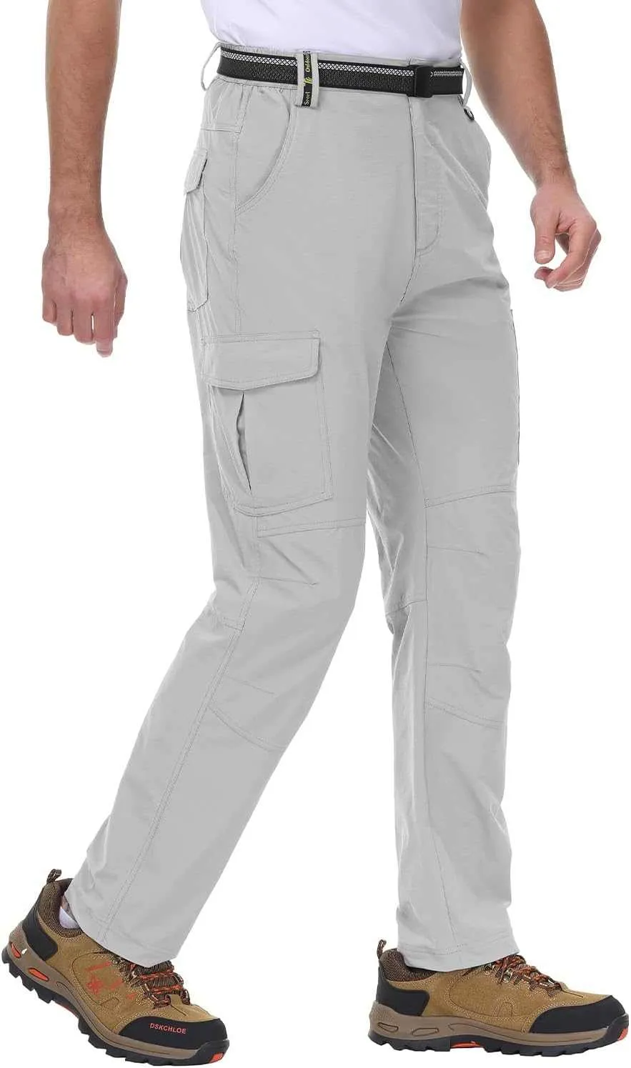TBMPOY Men's Lightweight Hiking Pants with Belt 5 Zip Pocketsj