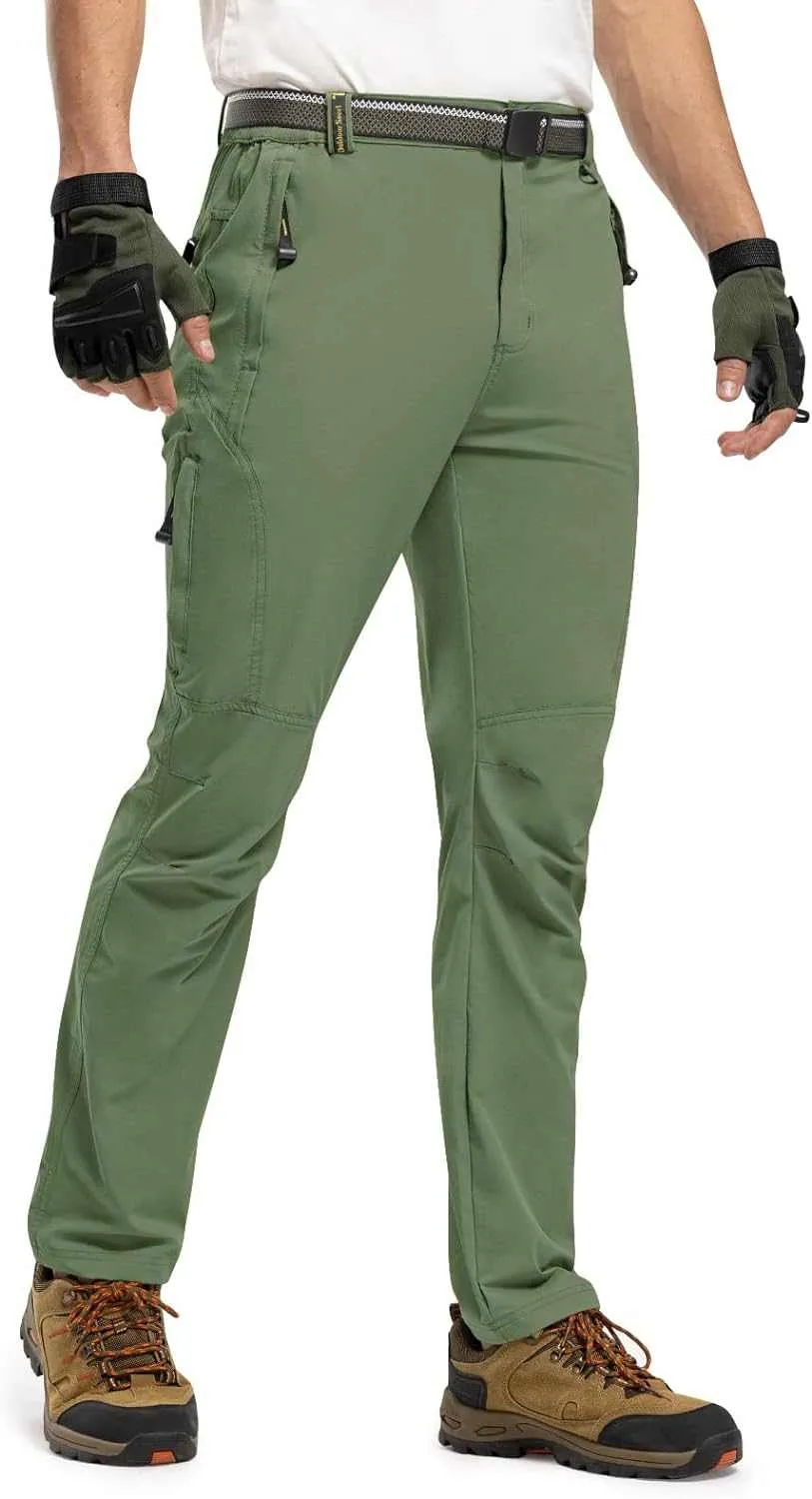 TBMPOY Men's Lightweight Hiking Pants with Belt 5 Zip Pocketsj