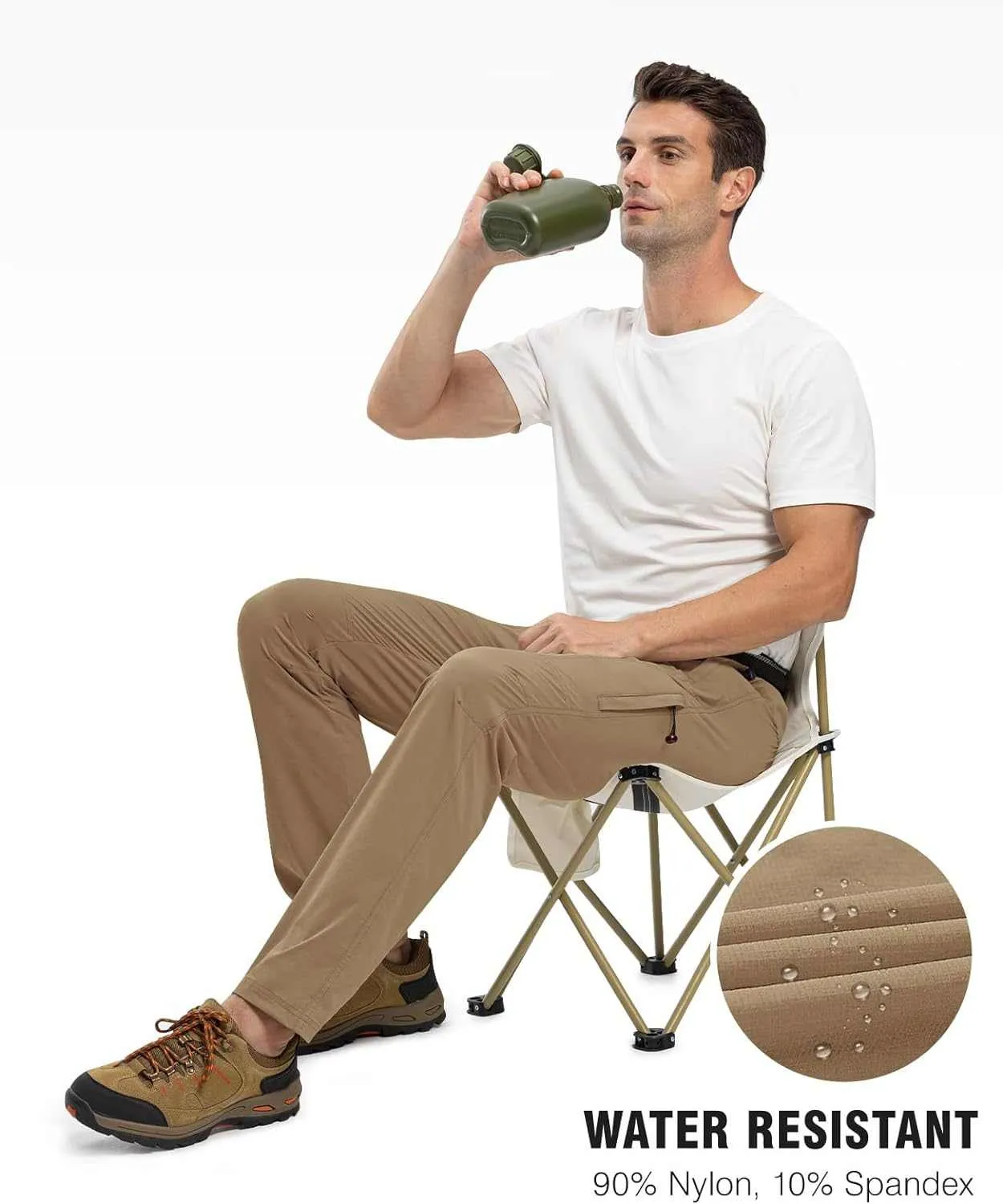 TBMPOY Men's Lightweight Hiking Pants with Belt 5 Zip Pocketsj