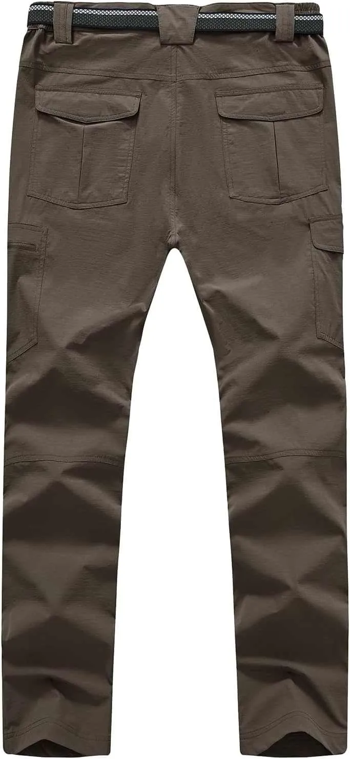 TBMPOY Men's Lightweight Hiking Pants with Belt 5 Zip Pocketsj