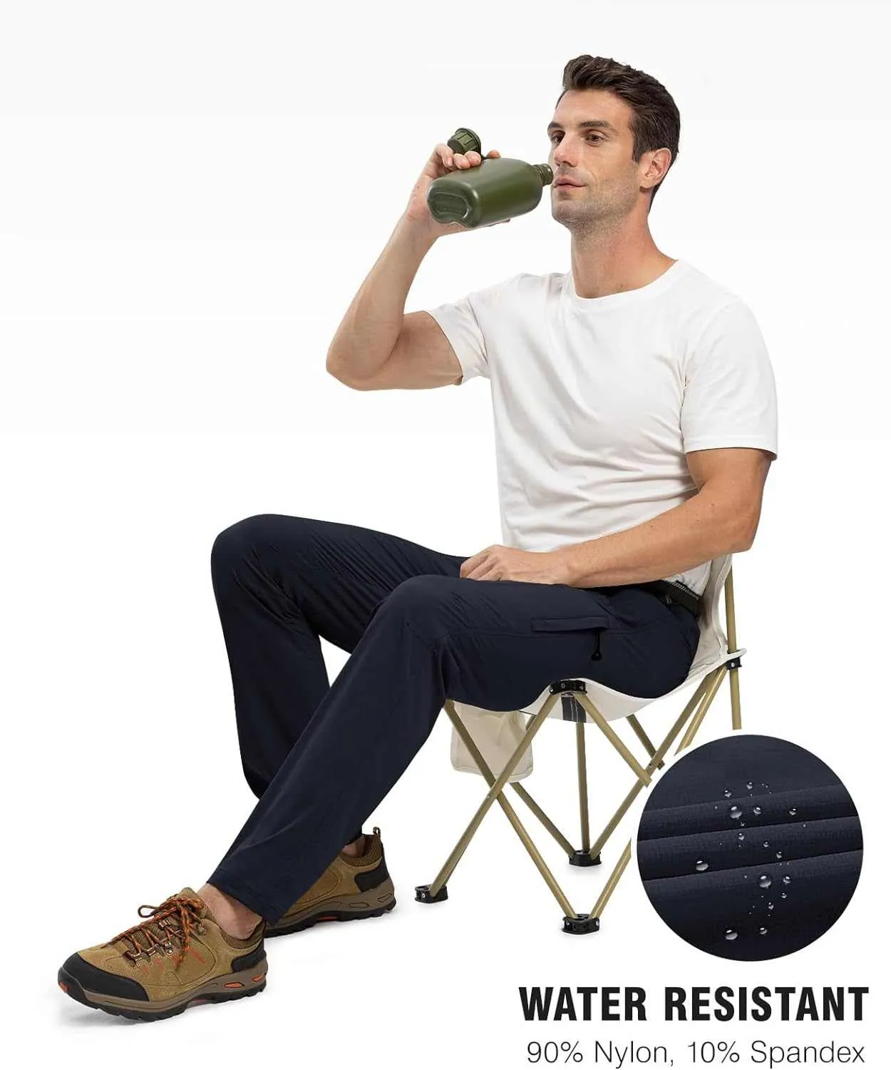 TBMPOY Men's Lightweight Hiking Pants with Belt 5 Zip Pocketsj