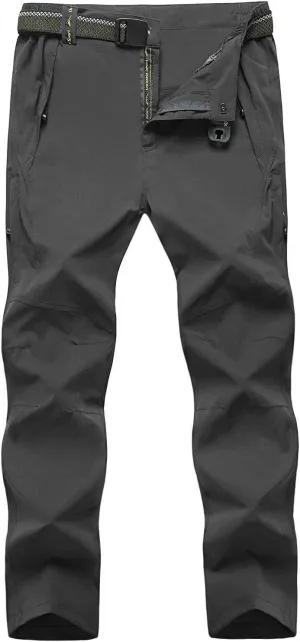 TBMPOY Men's Lightweight Hiking Pants with Belt 5 Zip Pocketsj