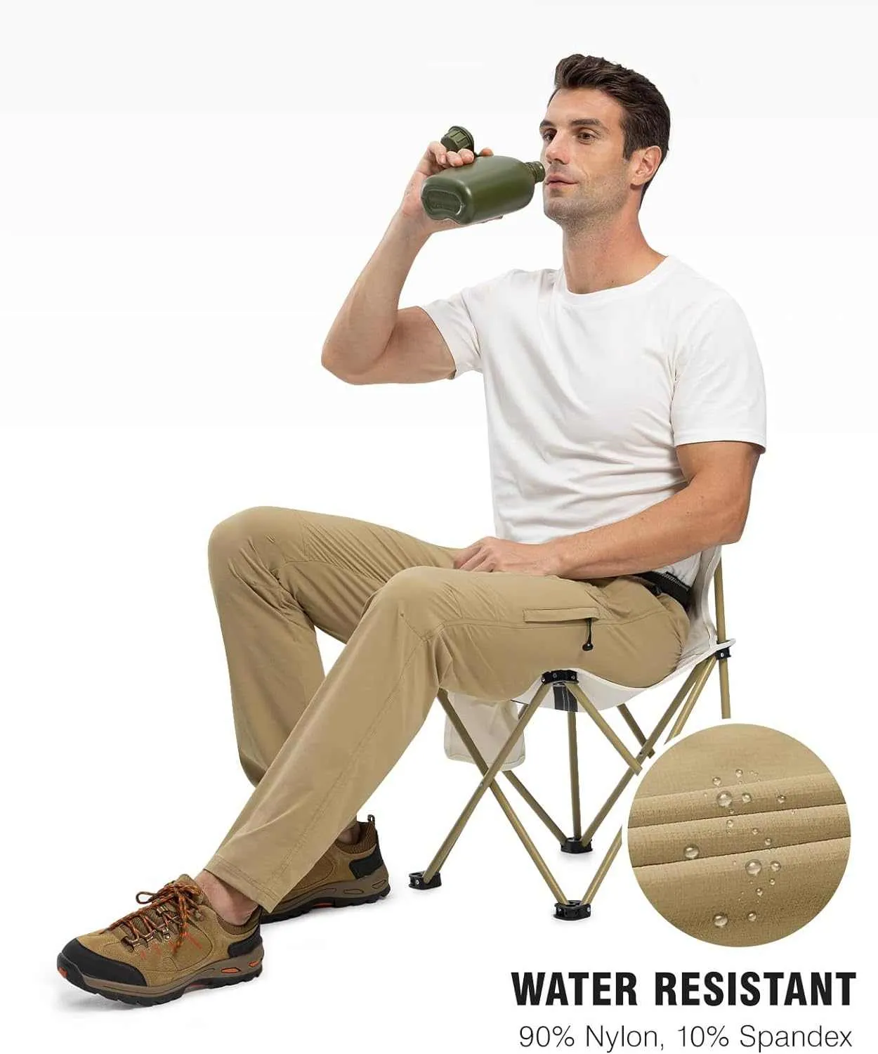 TBMPOY Men's Lightweight Hiking Pants with Belt 5 Zip Pocketsj