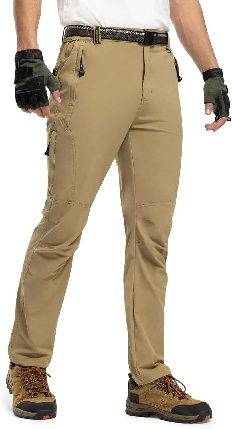 TBMPOY Men's Lightweight Hiking Pants with Belt 5 Zip Pocketsj