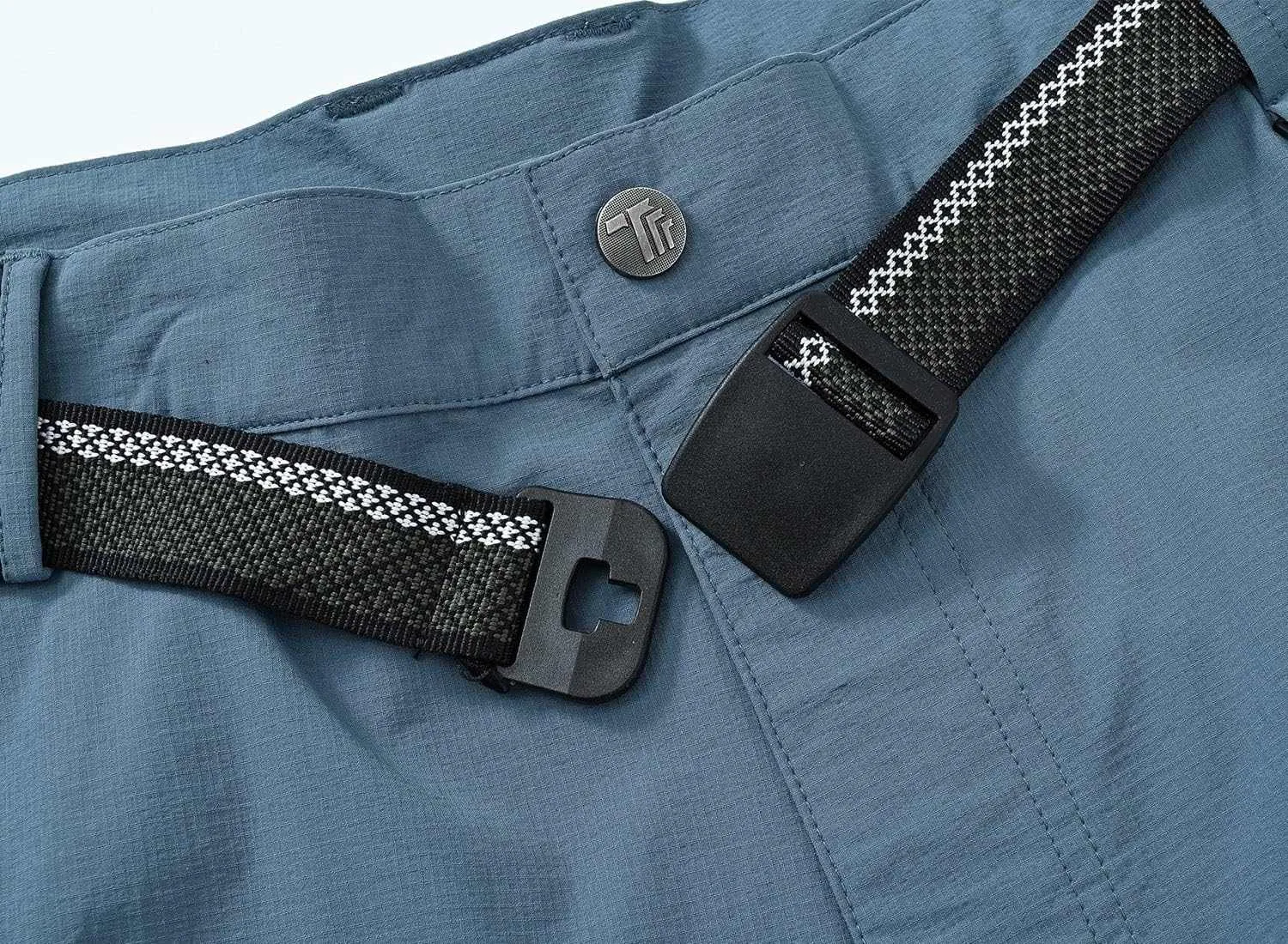TBMPOY Men's Lightweight Hiking Pants with Belt 5 Zip Pocketsj