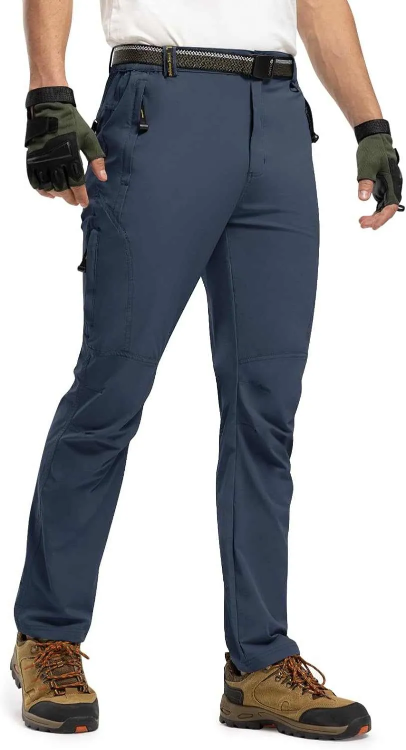 TBMPOY Men's Lightweight Hiking Pants with Belt 5 Zip Pocketsj