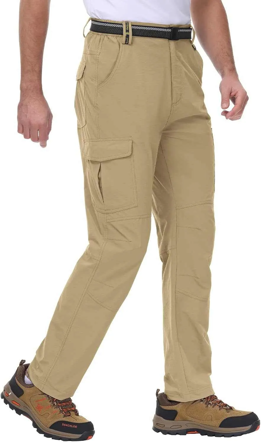 TBMPOY Men's Lightweight Hiking Pants with Belt 5 Zip Pocketsj