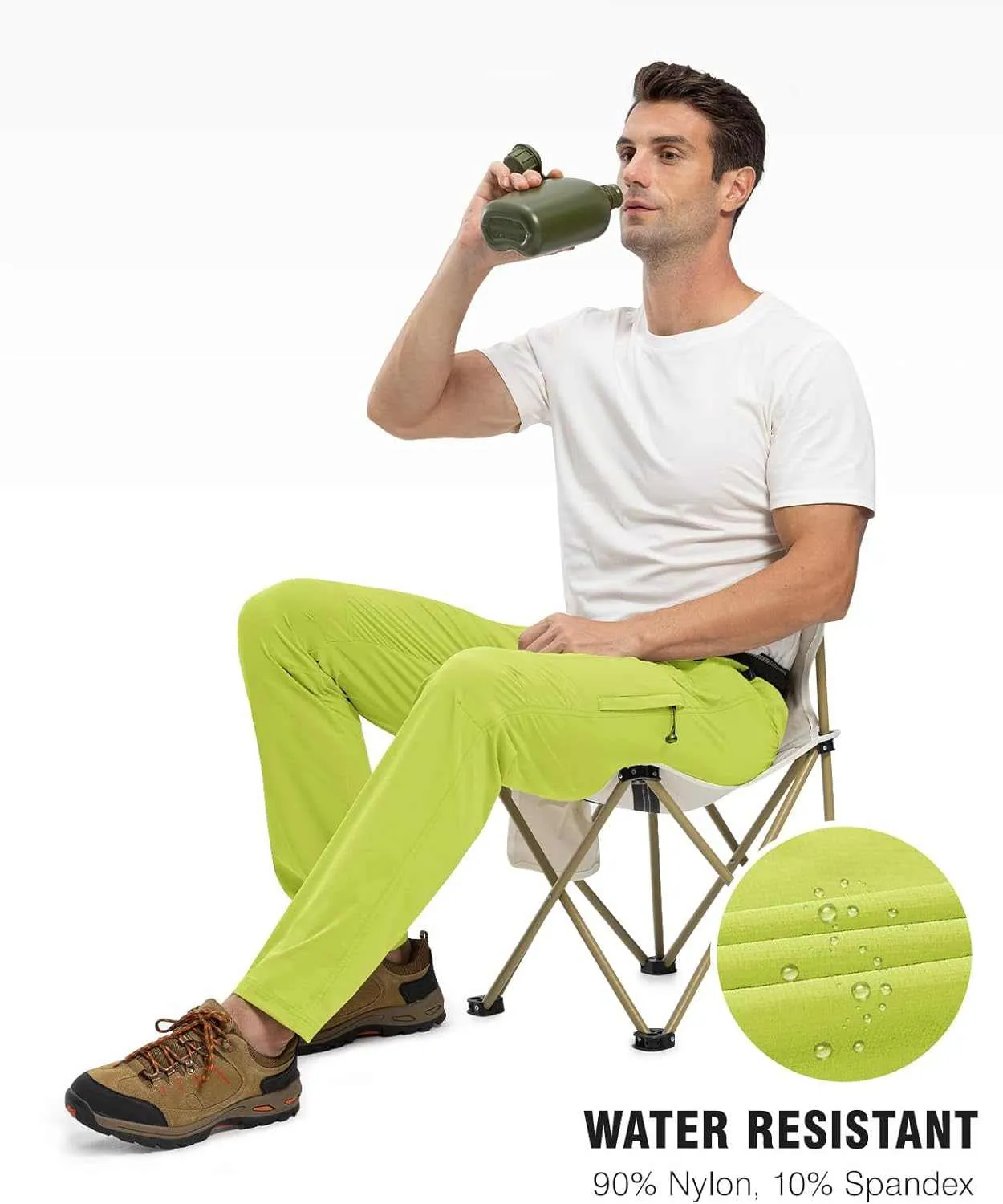 TBMPOY Men's Lightweight Hiking Pants with Belt 5 Zip Pocketsj
