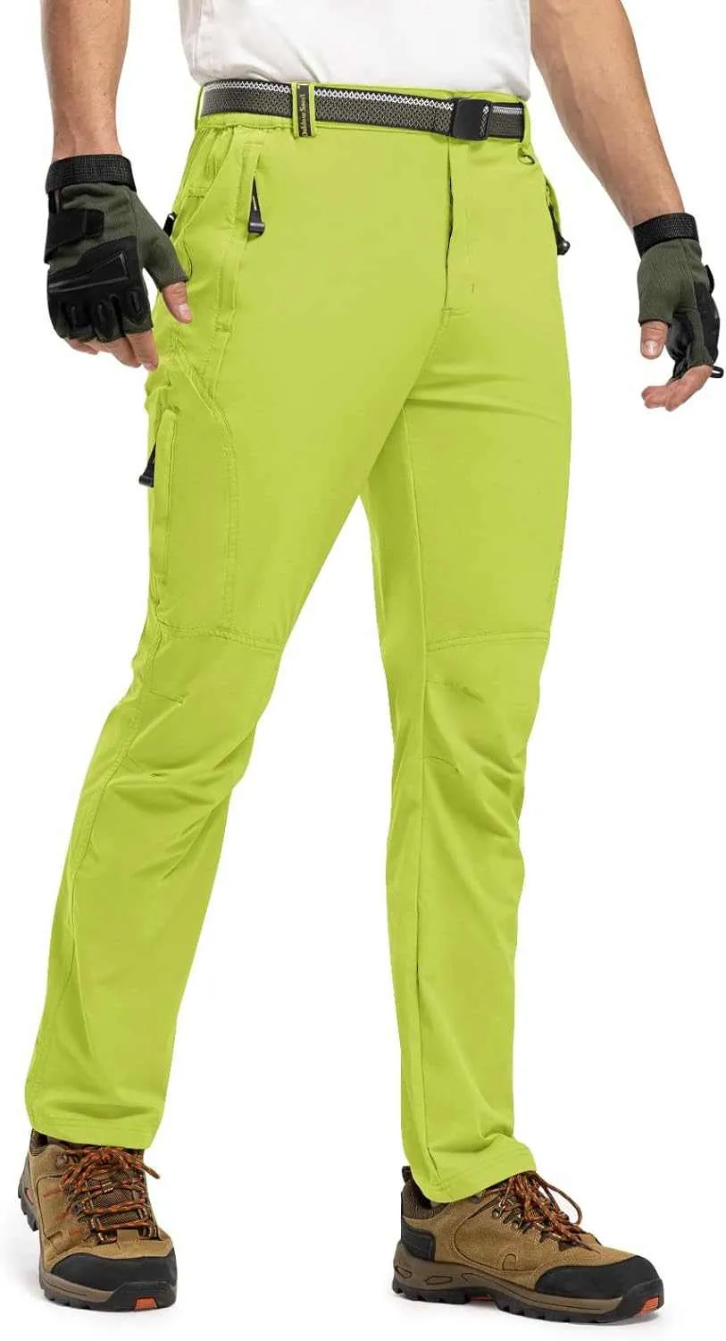 TBMPOY Men's Lightweight Hiking Pants with Belt 5 Zip Pocketsj