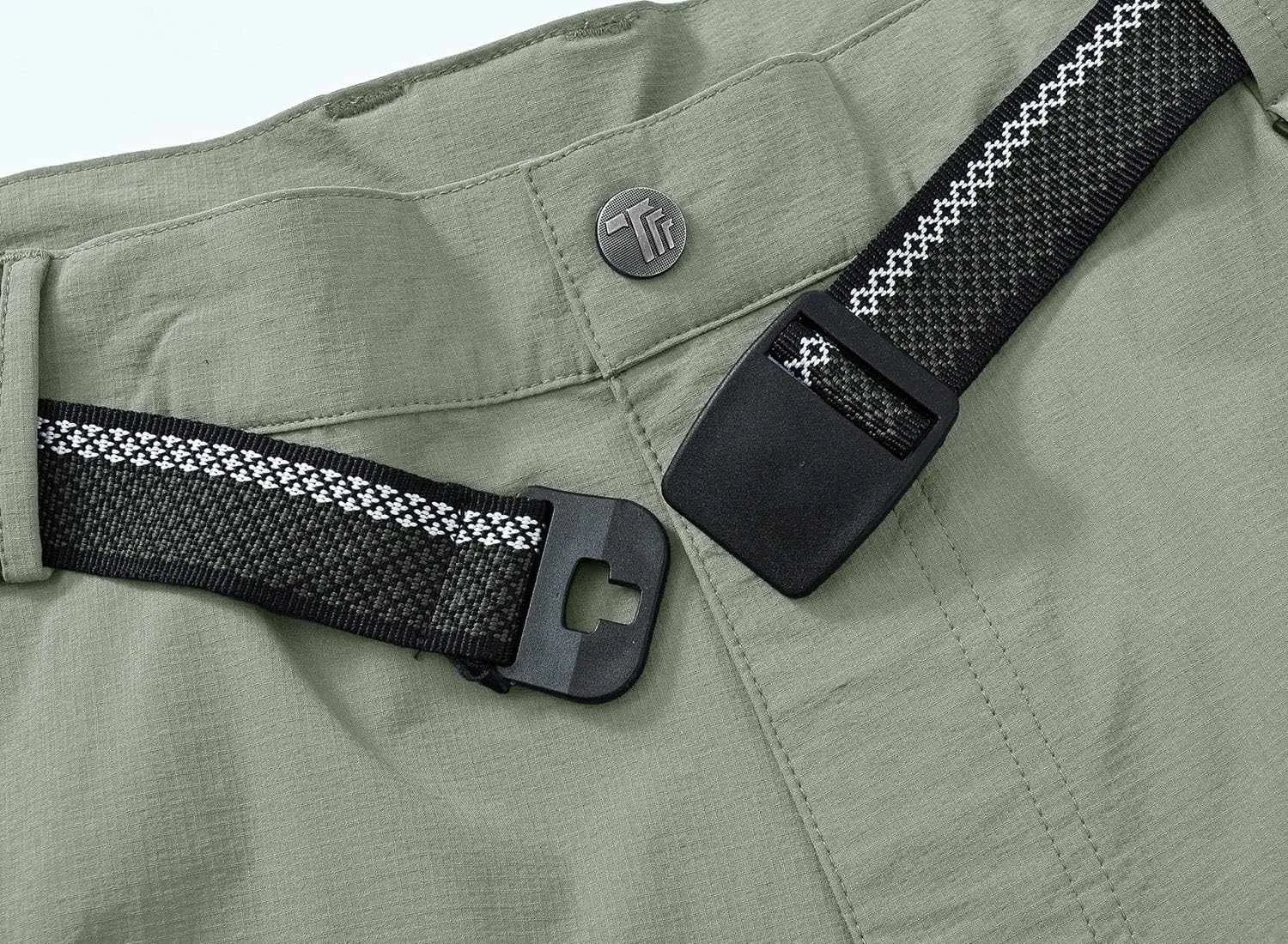 TBMPOY Men's Lightweight Hiking Pants with Belt 5 Zip Pocketsj