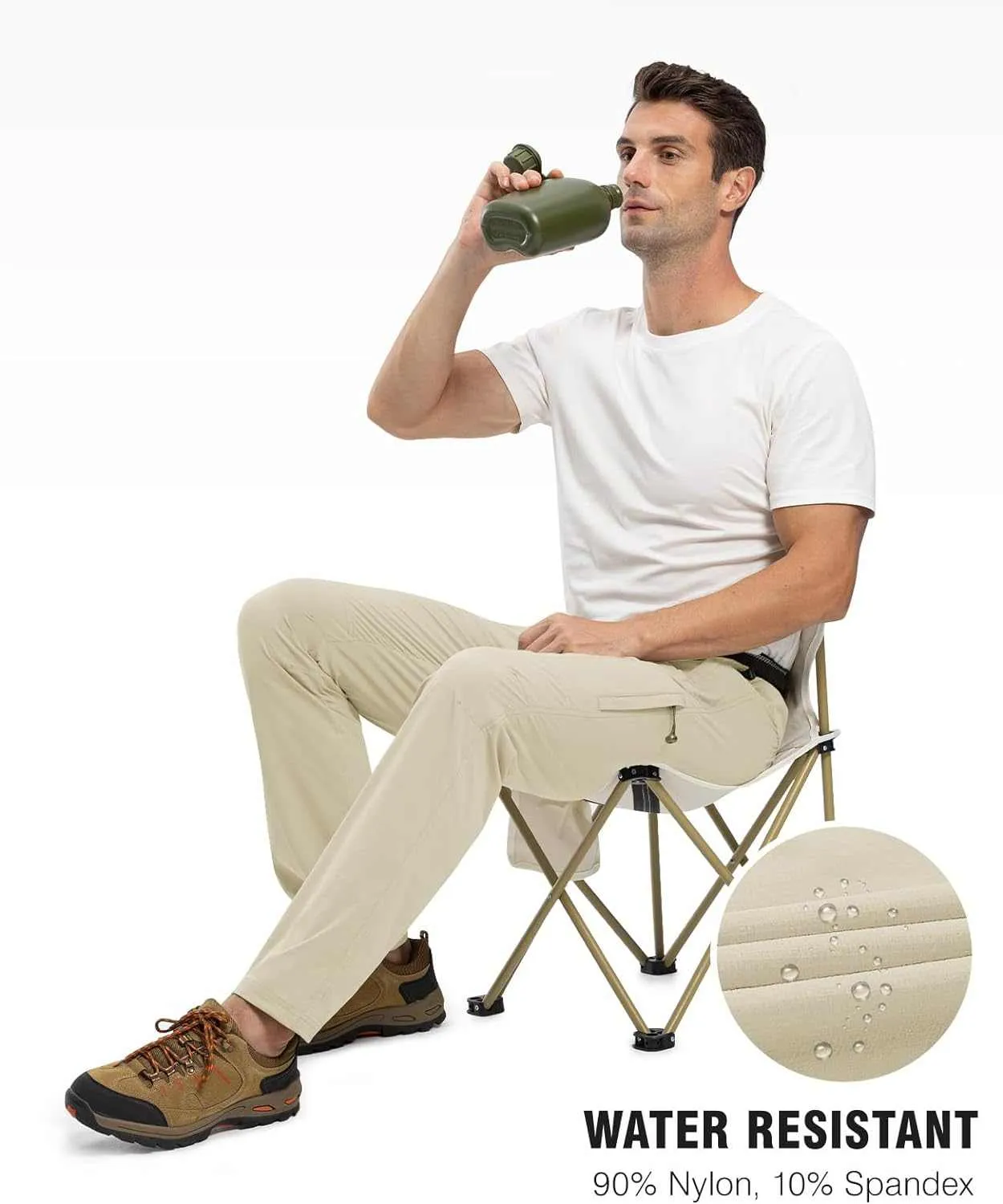 TBMPOY Men's Lightweight Hiking Pants with Belt 5 Zip Pocketsj