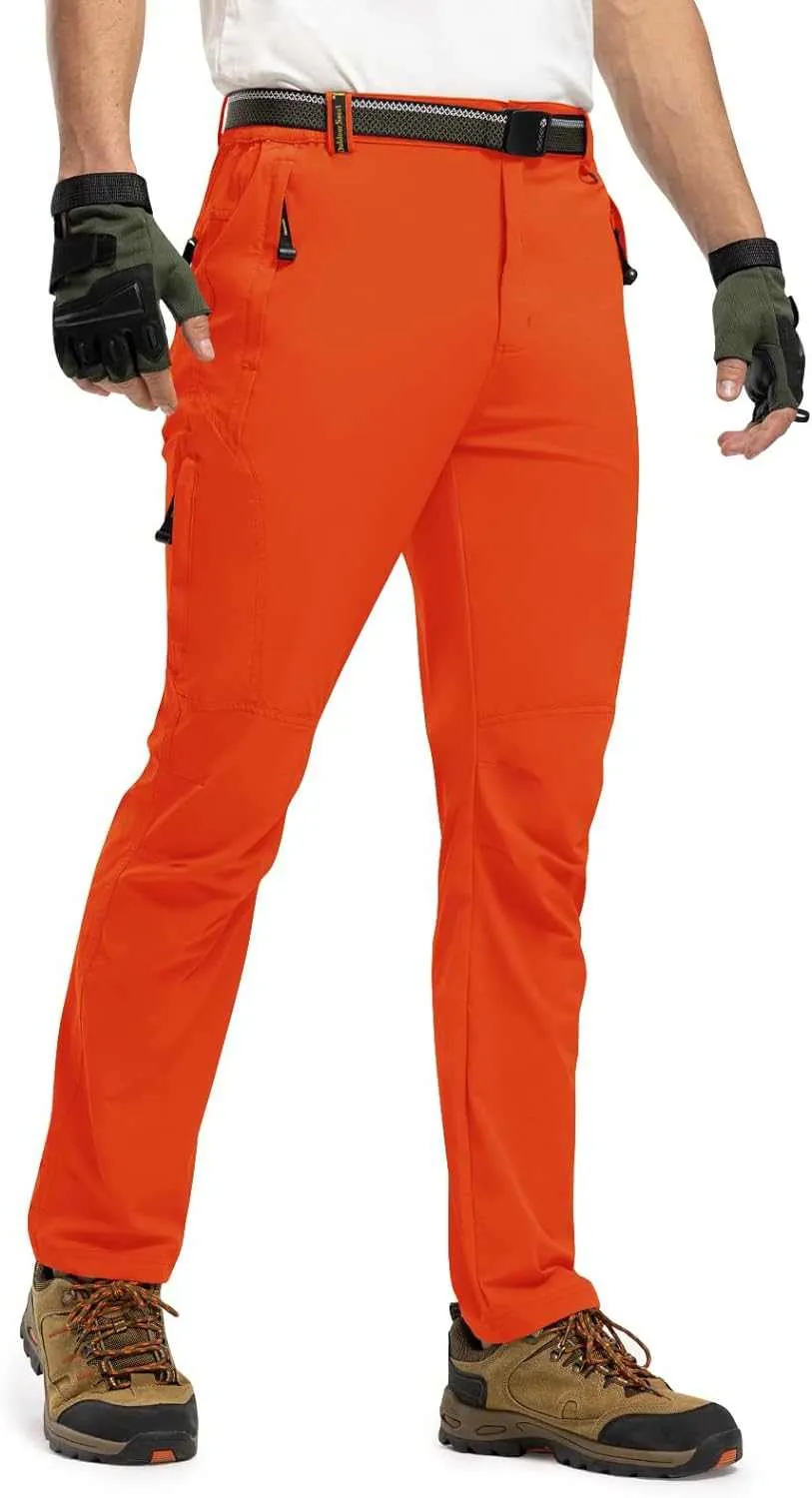 TBMPOY Men's Lightweight Hiking Pants with Belt 5 Zip Pocketsj