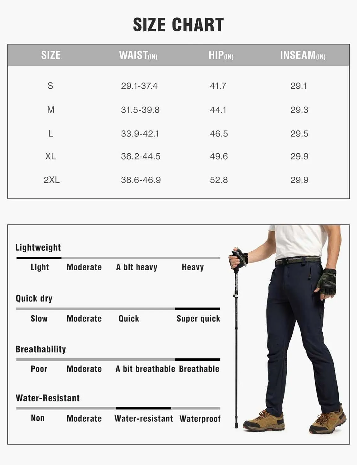 TBMPOY Men's Lightweight Hiking Pants with Belt 5 Zip Pocketsj