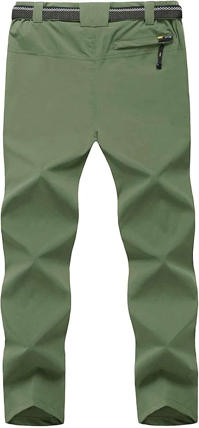 TBMPOY Men's Lightweight Hiking Pants with Belt 5 Zip Pocketsj