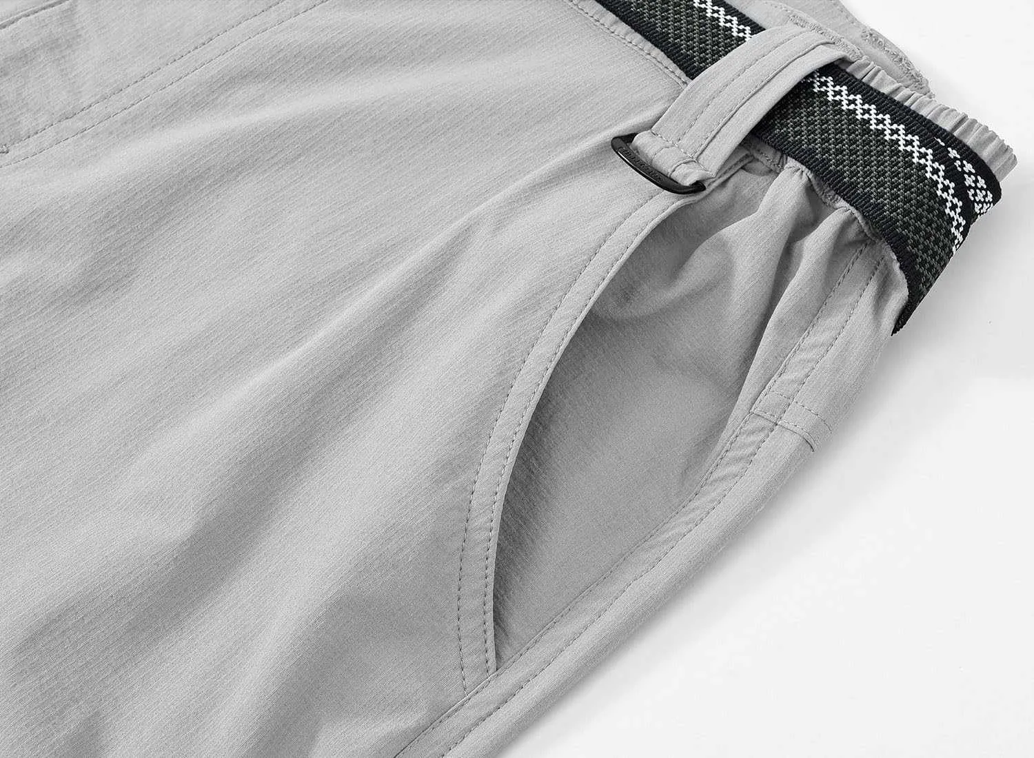 TBMPOY Men's Lightweight Hiking Pants with Belt 5 Zip Pocketsj