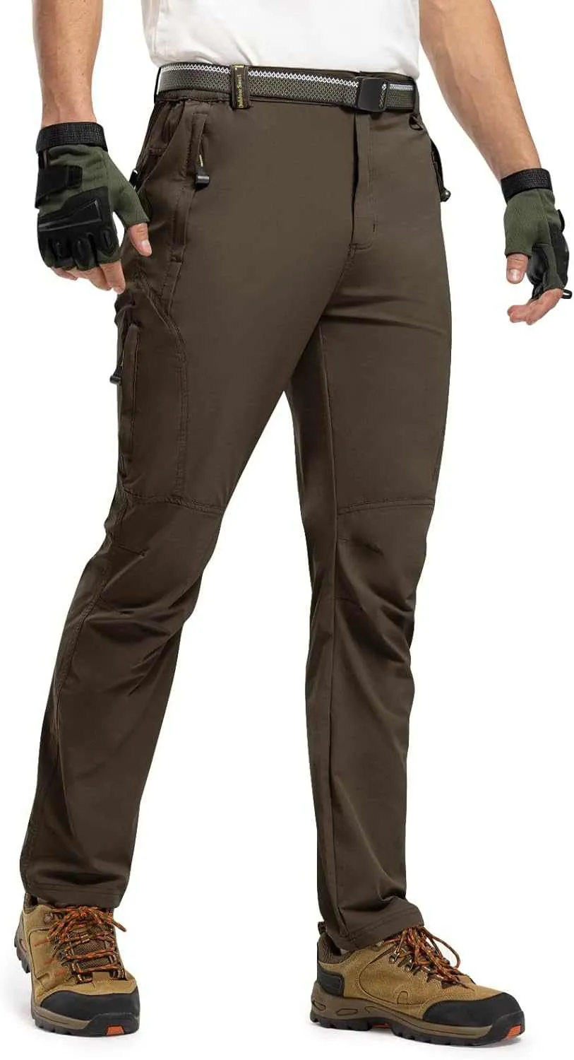 TBMPOY Men's Lightweight Hiking Pants with Belt 5 Zip Pocketsj