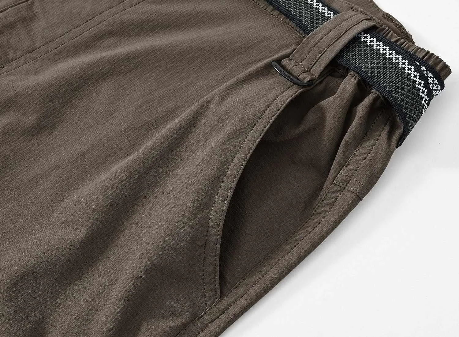 TBMPOY Men's Lightweight Hiking Pants with Belt 5 Zip Pocketsj
