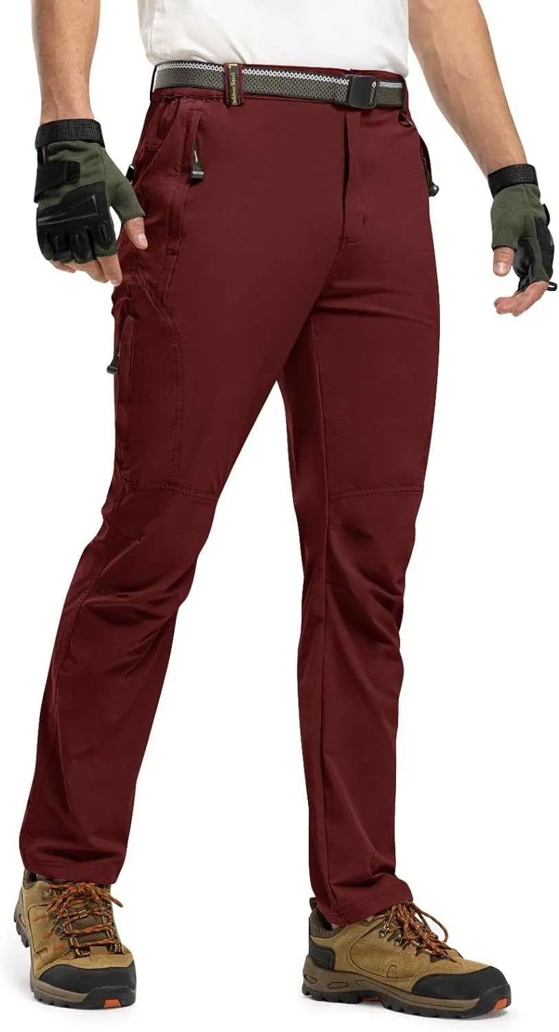 TBMPOY Men's Lightweight Hiking Pants with Belt 5 Zip Pocketsj