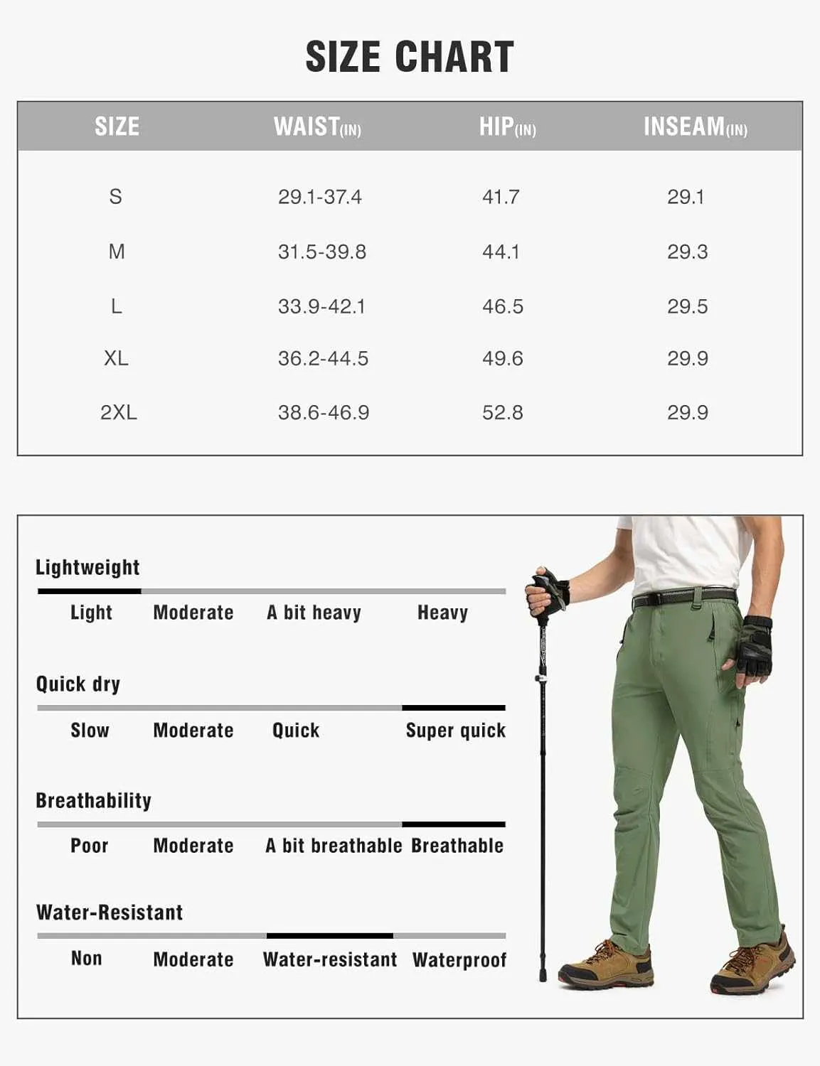 TBMPOY Men's Lightweight Hiking Pants with Belt 5 Zip Pocketsj