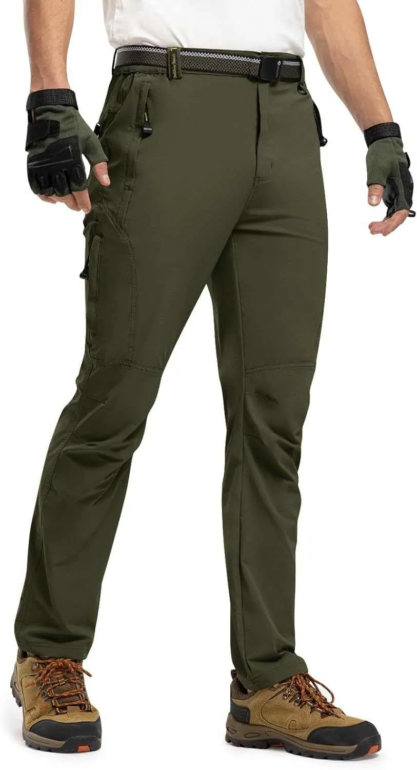 TBMPOY Men's Lightweight Hiking Pants with Belt 5 Zip Pocketsj