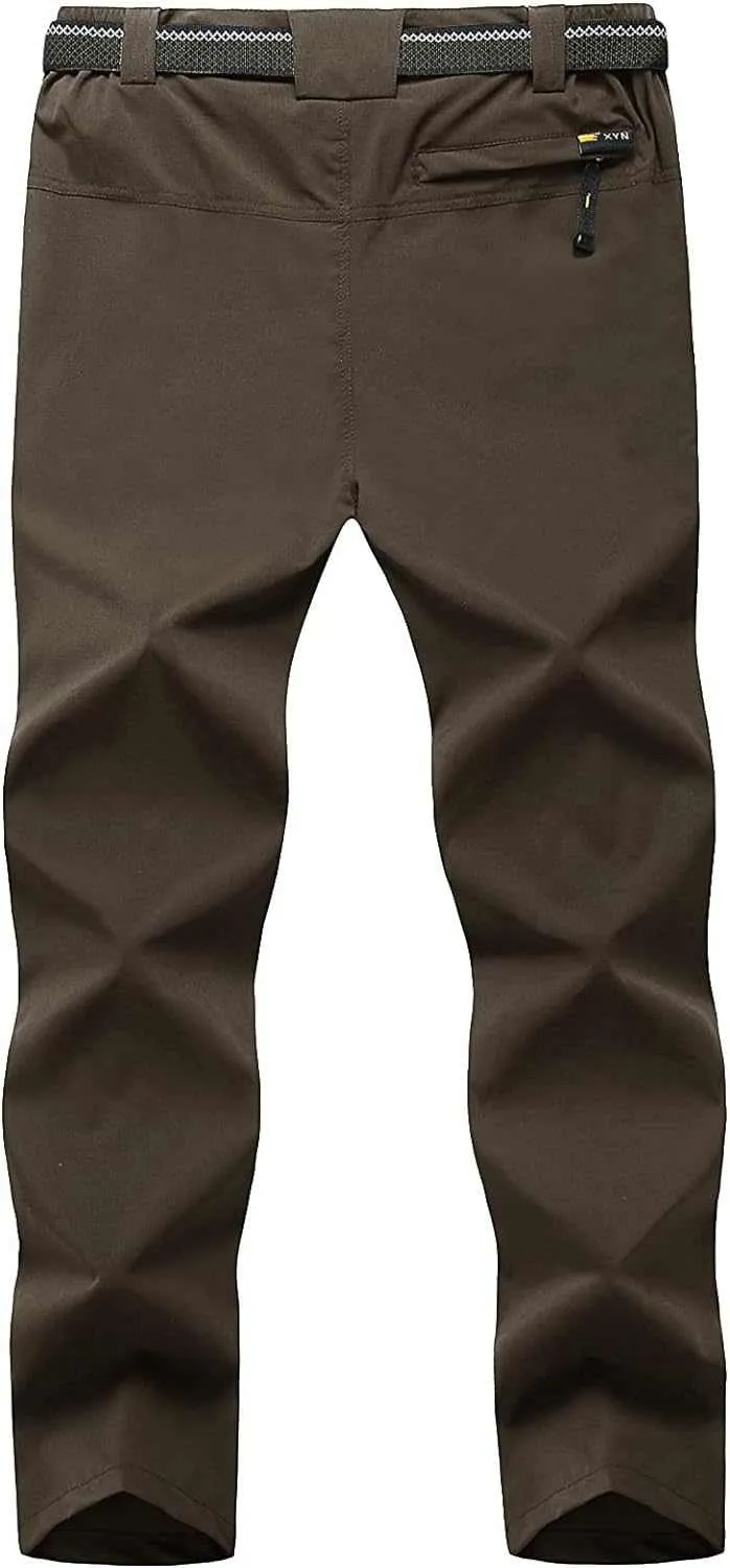 TBMPOY Men's Lightweight Hiking Pants with Belt 5 Zip Pocketsj