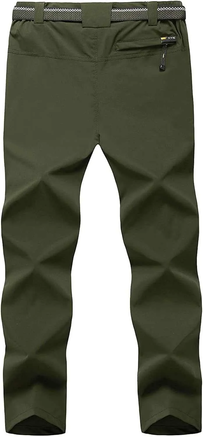TBMPOY Men's Lightweight Hiking Pants with Belt 5 Zip Pocketsj