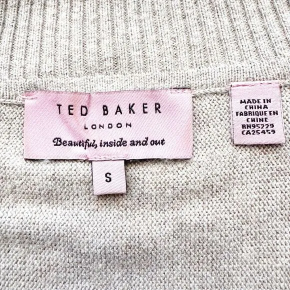 Ted Baker Angora Blend Sweater Beige Boxy Oversized Lagenlook Soft Flowy Sz Sm