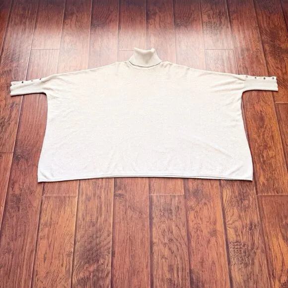 Ted Baker Angora Blend Sweater Beige Boxy Oversized Lagenlook Soft Flowy Sz Sm