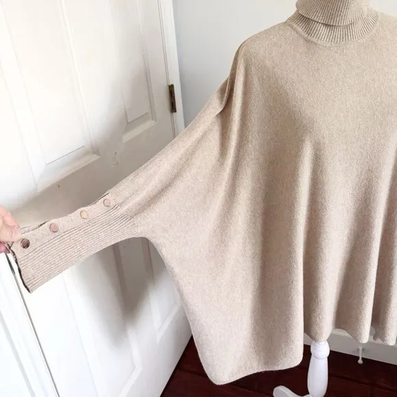 Ted Baker Angora Blend Sweater Beige Boxy Oversized Lagenlook Soft Flowy Sz Sm