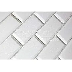 Thassos White Greek Marble 2 X 4 Brick Mosaic Tile, Polished and Deep Beveled