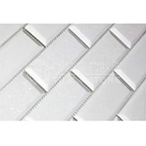 Thassos White Greek Marble 2 X 4 Brick Mosaic Tile, Polished and Deep Beveled