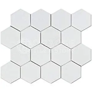 Thassos White Greek Marble 3 inch Hexagon Mosaic Tile, Polished