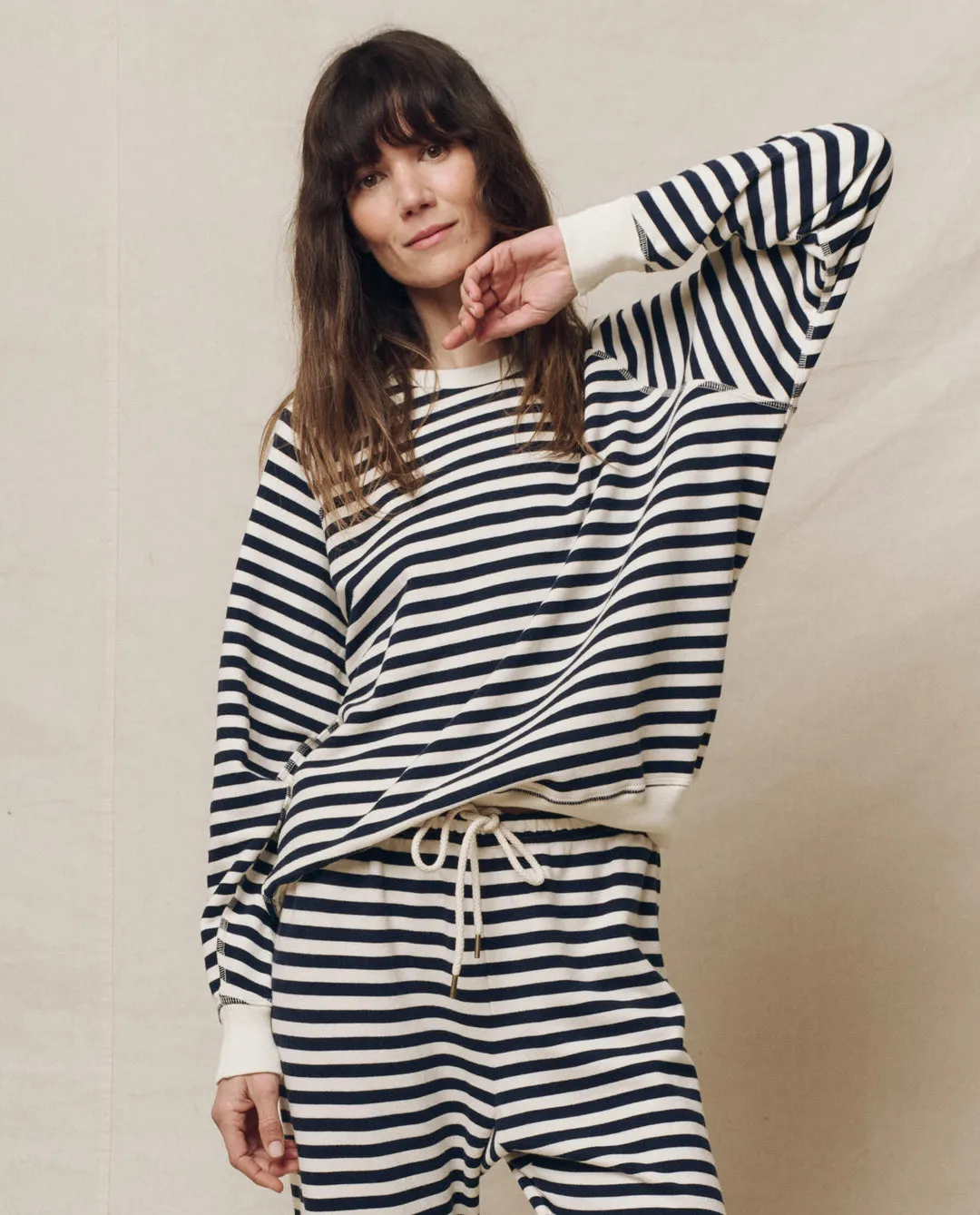 The College Sweatshirt - Navy Sailor Stripe