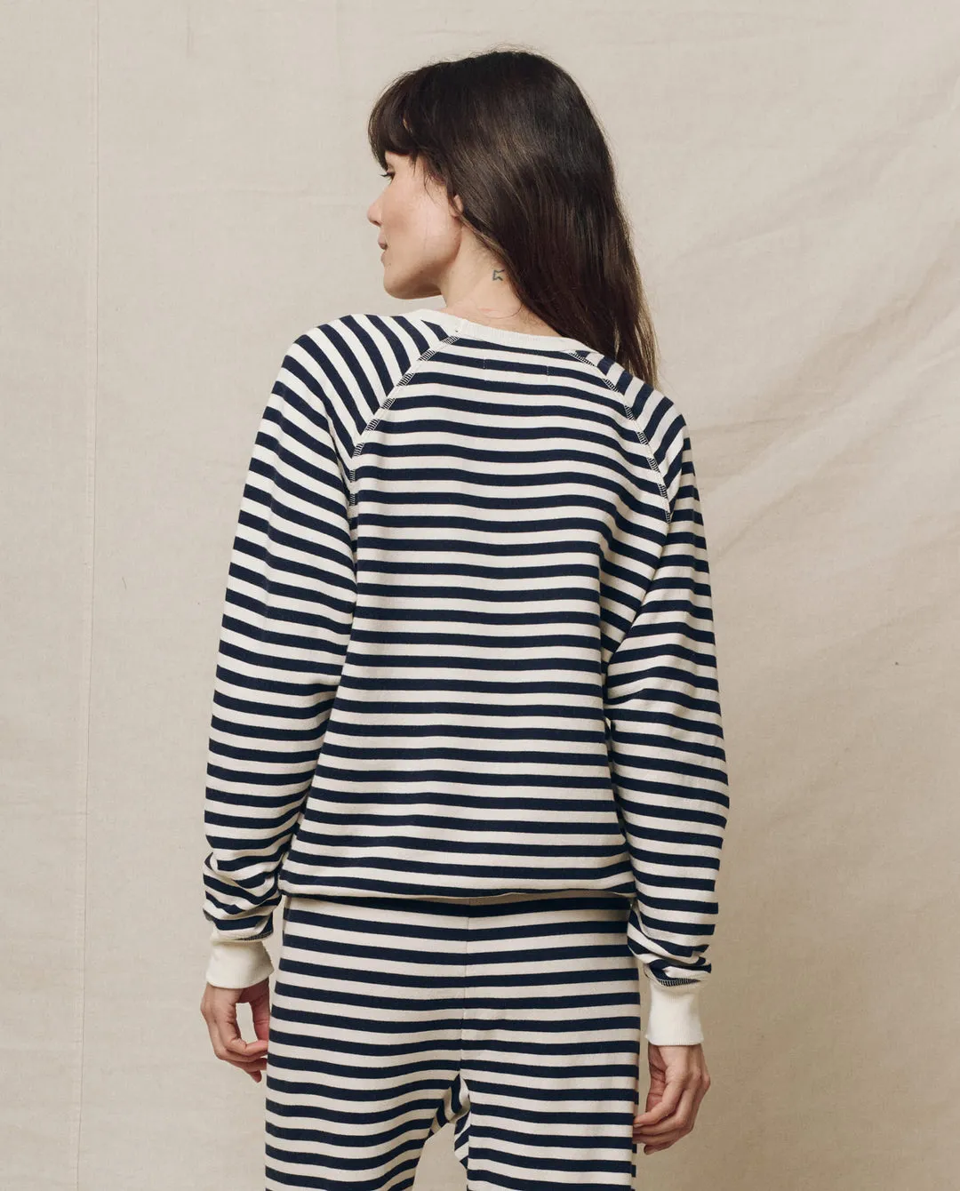 The College Sweatshirt - Navy Sailor Stripe