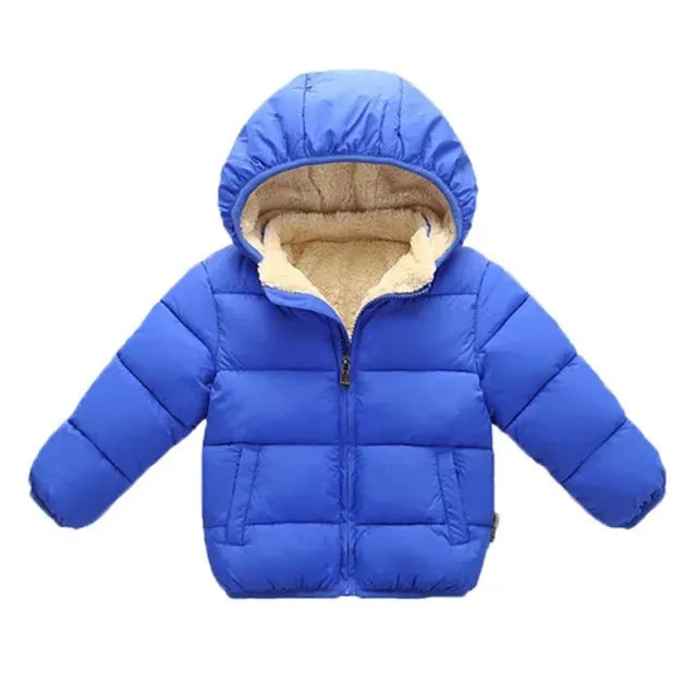 Thick Plush Winter Jackets for Boys and Girls - Fur Hooded Warm Outerwear, Kids Snowsuit Coats