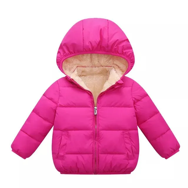Thick Plush Winter Jackets for Boys and Girls - Fur Hooded Warm Outerwear, Kids Snowsuit Coats