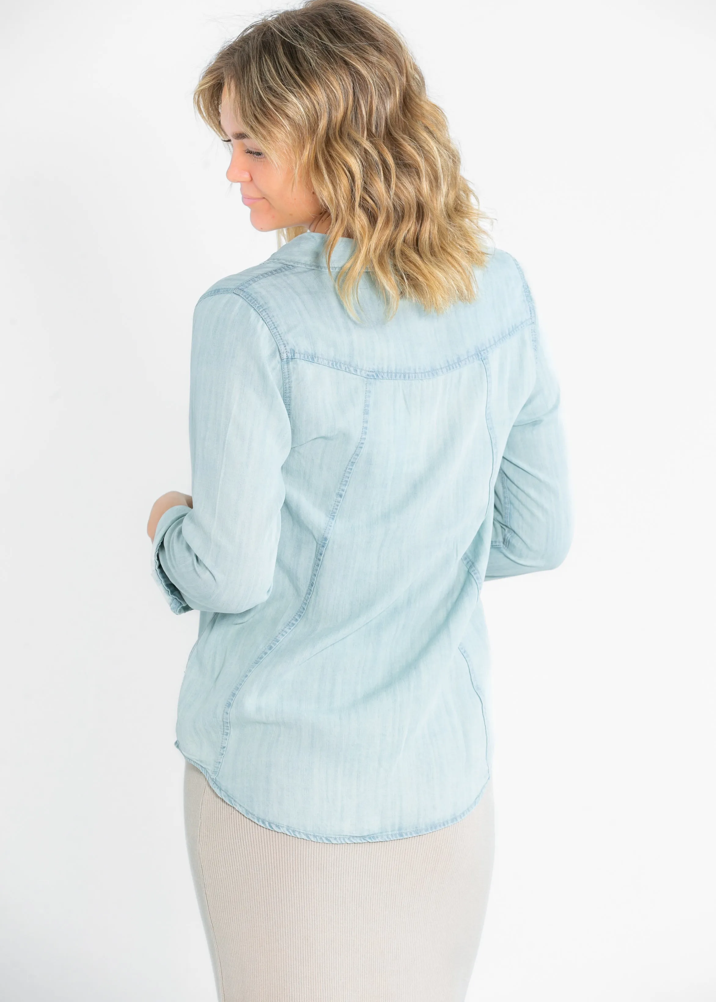 Thread & Supply® Ginger Chambray Button Up Long Sleeve Top