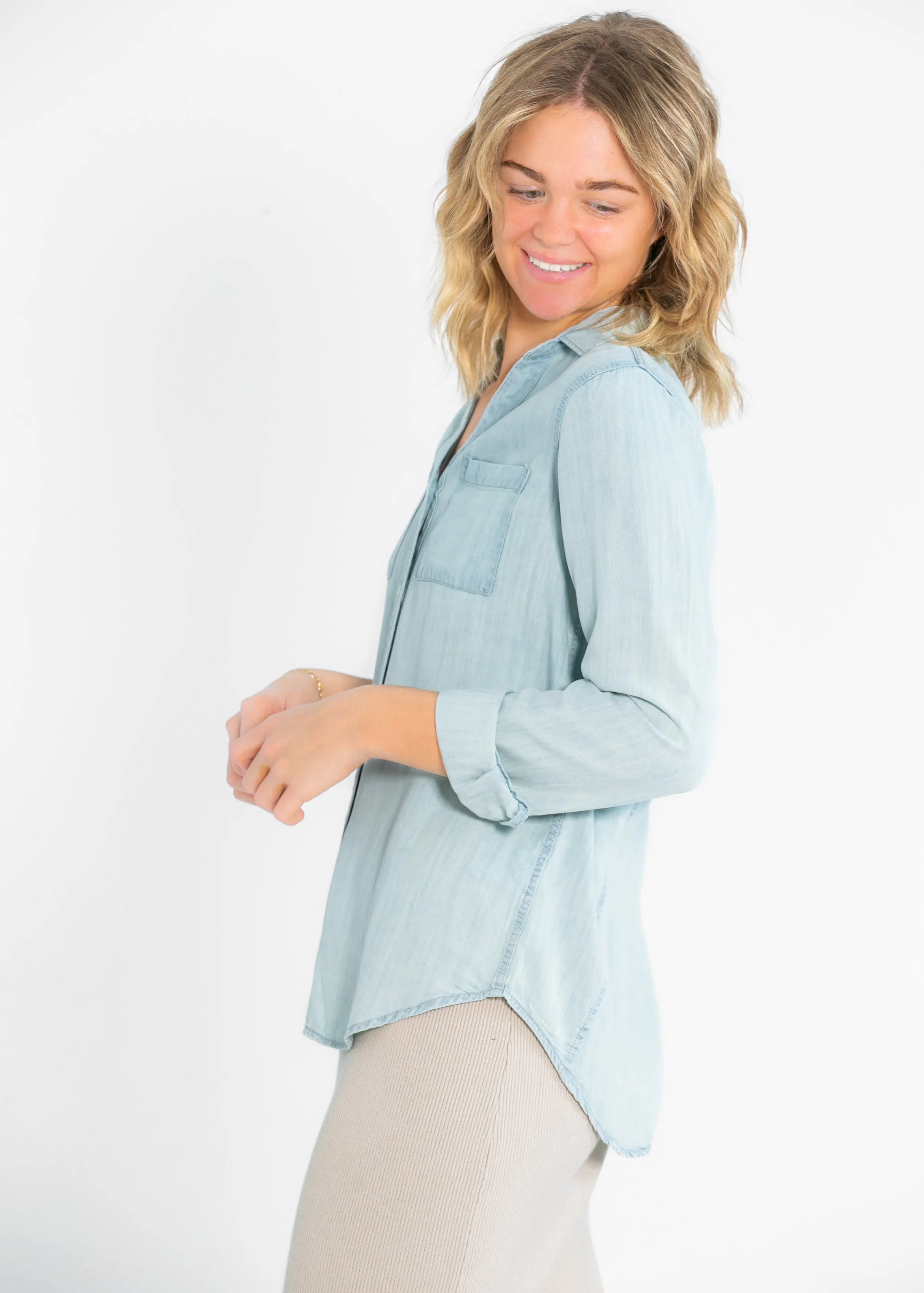 Thread & Supply® Ginger Chambray Button Up Long Sleeve Top