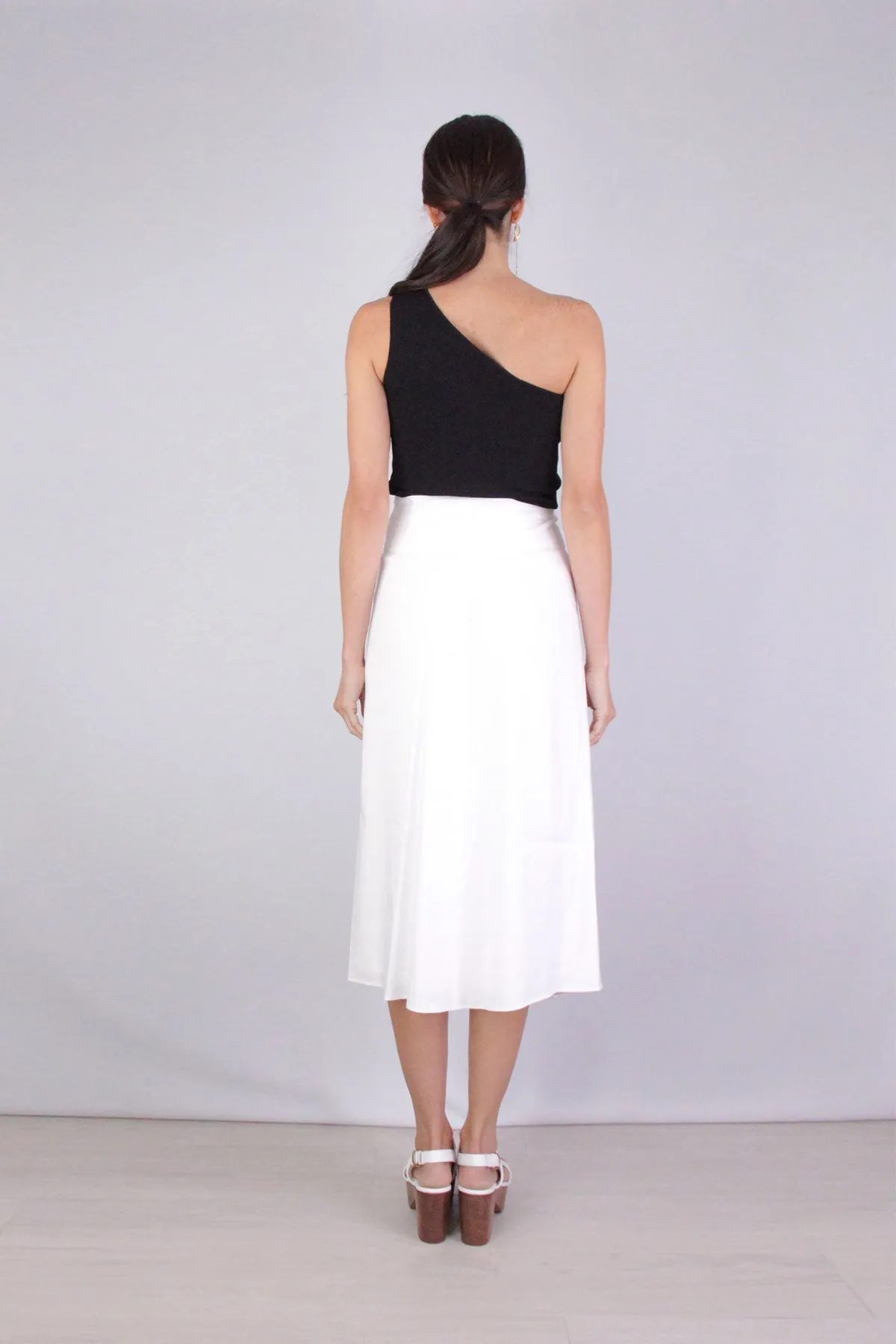 Tie Front Linen Skirt in Optic White