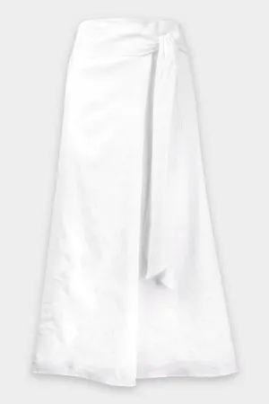 Tie Front Linen Skirt in Optic White