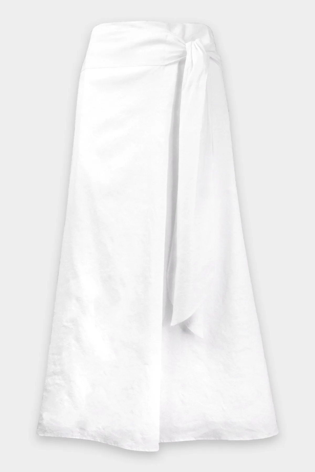 Tie Front Linen Skirt in Optic White
